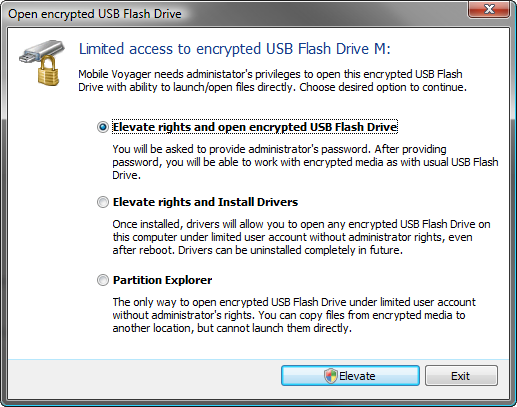 limited access to encrypted usb flash drive