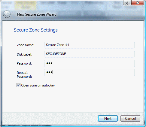 creating new zone for secure usb flash drive