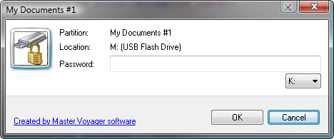 Enter password for encrypted usb flash drive